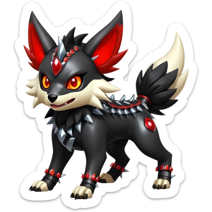 Shiny Gothic Punk’ish Exotic Futuristic Houndoom-Arcanine-Zorua-Torracat-Pokémon-Fakémon-hybrid-creature sticker