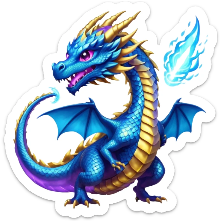 Amazing cool dragon with golden purpleish blue aura firing a energy blast which looks cool and dangerous at the sametime sticker