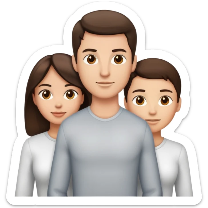 Chest upwards view of attractive brunette man and woman with light tan skin standing next to each other sticker