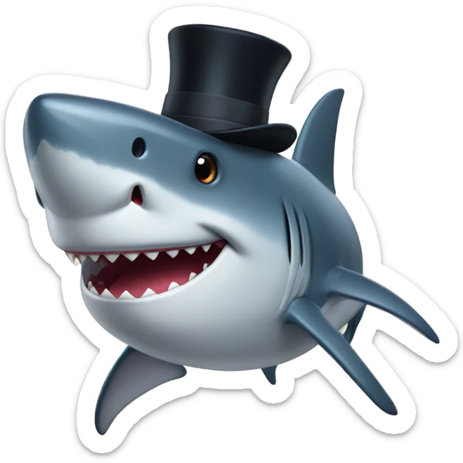 Shark with a top hat sticker