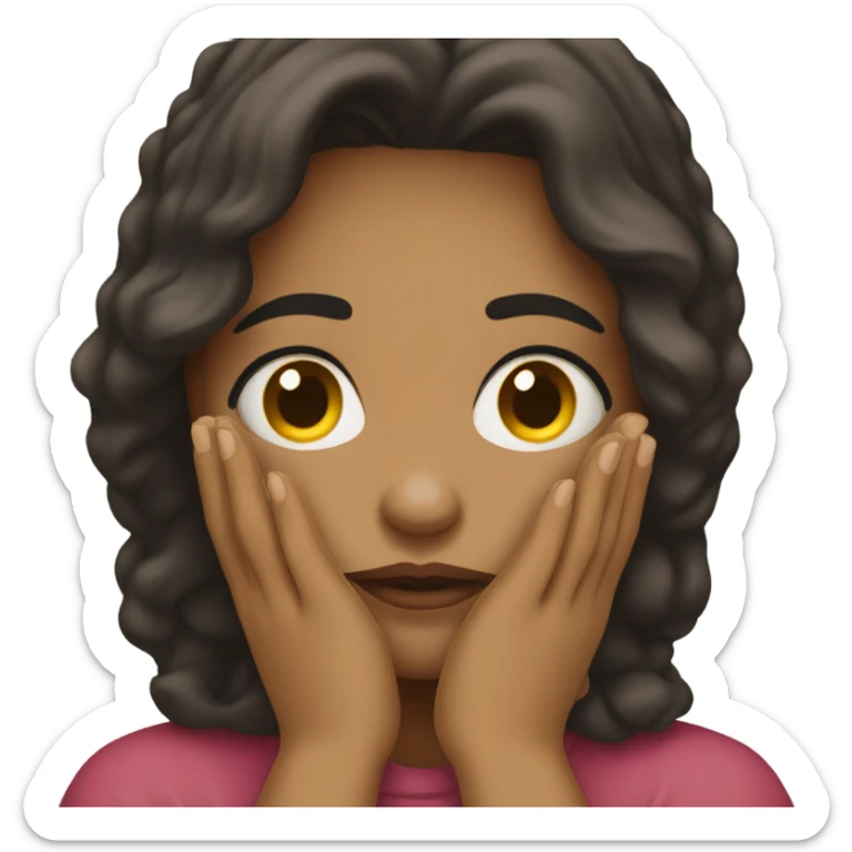  girl ashamed of themself of hiding face in hands sticker