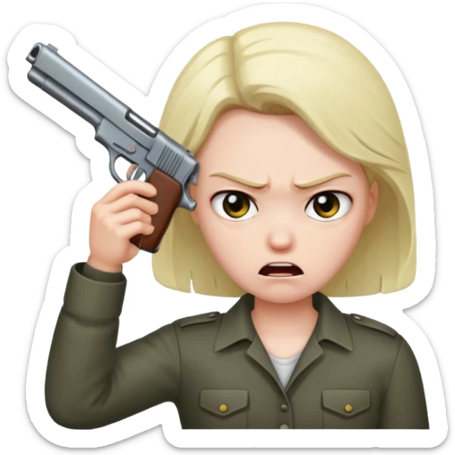 create a emoji where a mad/sad person is holding a gun to their head sticker