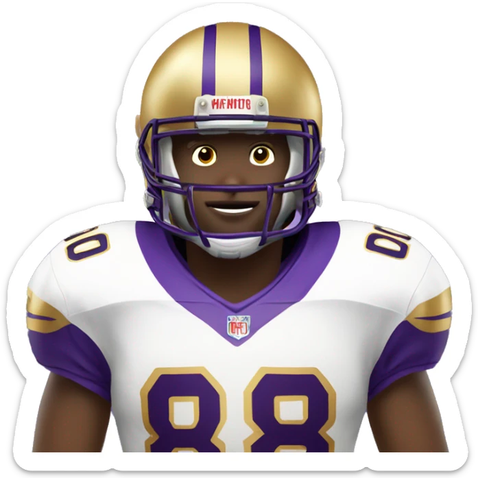 american-football-player-purple-and-gold-jersey-wearing number 8 sticker