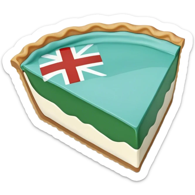 A piece of pie with filling in the colours of the Greenlandic flag sticker