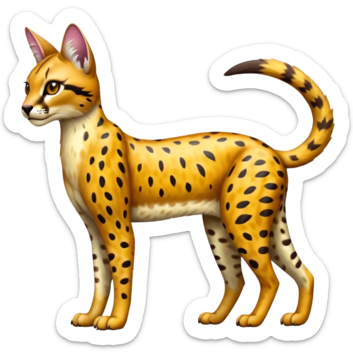 Colorful shiny Caracal-Cheetah-Serval-Civet-Trico-Sergal-Vernid-fusion-hybrid-animal-creature, dull body sticker