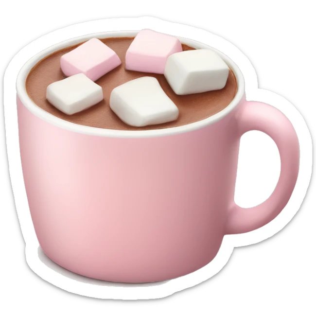 Light Pink mug of hot chocolate with marshmallows  sticker