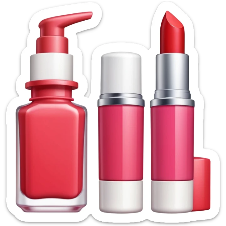 emoji of cards with illustrations of lipstick, serum and hand cream on them
 sticker