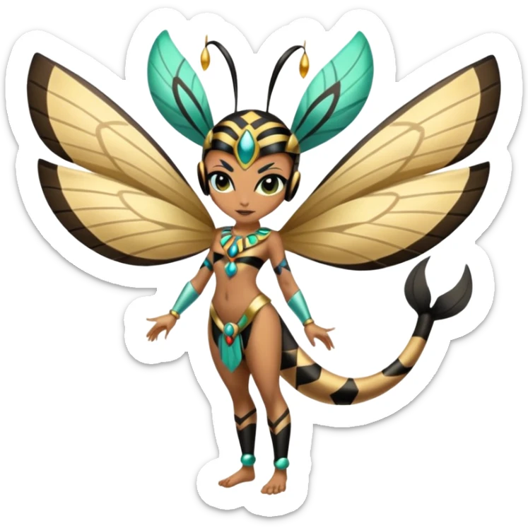  Egyptian Smooth Soft Glossy Tribal Exotic Colorful Tropical Meloetta-Queenbee-Venom-Heliolisk-Helioptile-fusion, full body, tribal markings  sticker