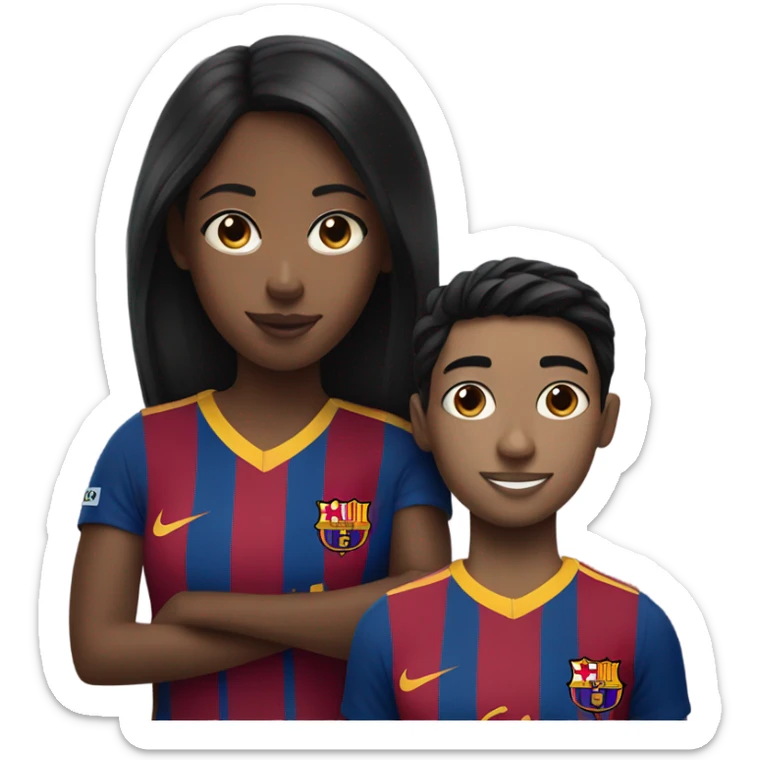 black hair girl with football barcelona player  sticker