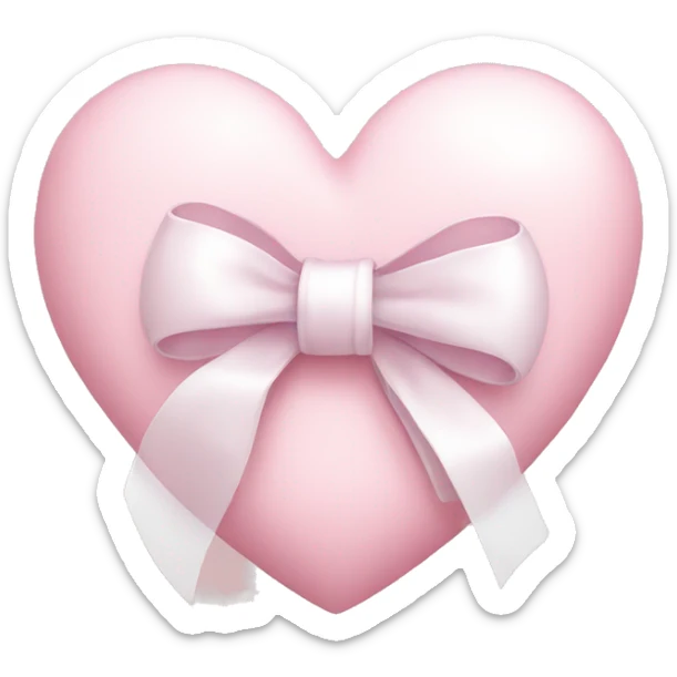 Pastel pink heart with white bow sticker