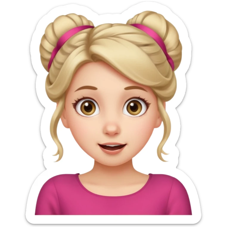 Excited girl with fair up-do can’t wait for something to happen sticker