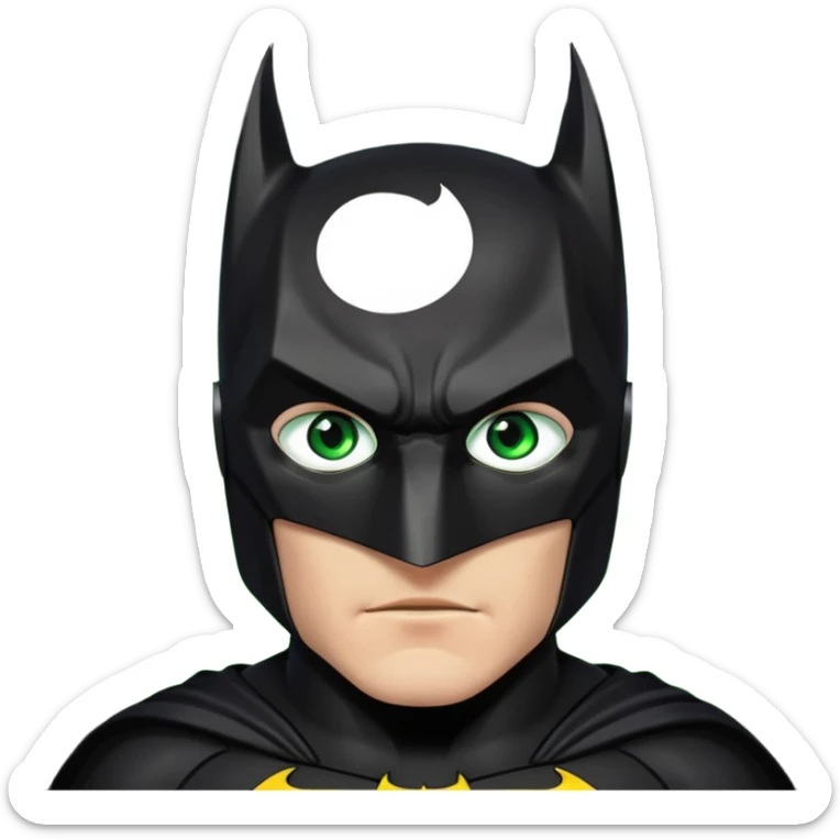 Batman con traje del caballero oscuro, con los ojos verdes, solamente los ojos, el traje NO lo hagas verde sticker
