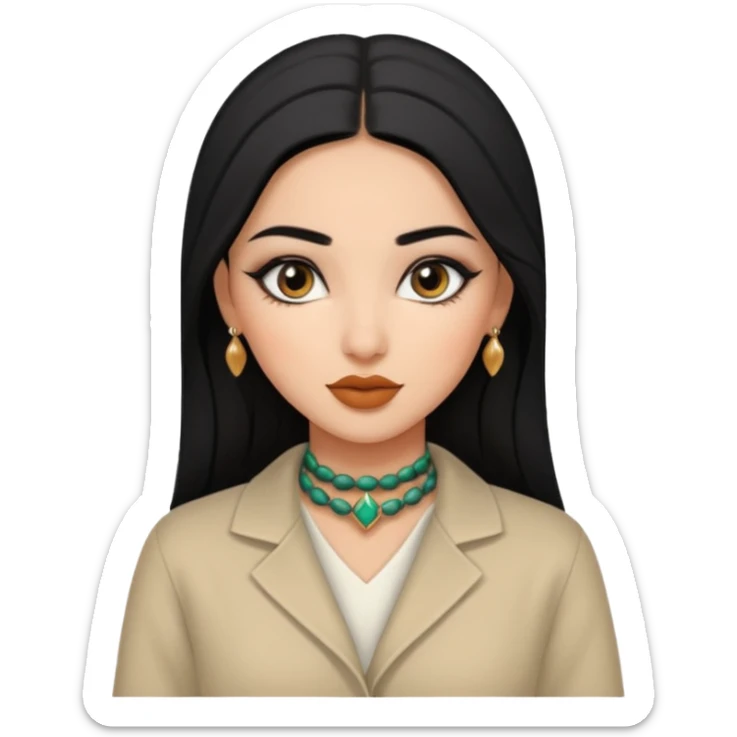 Une fille algérienne ou marocaine cheveux lisse trop belle vêtements stylés et des maquillages trop magnifique sticker