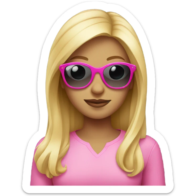 Blonde Girl with pink shirt and sunglasses sticker