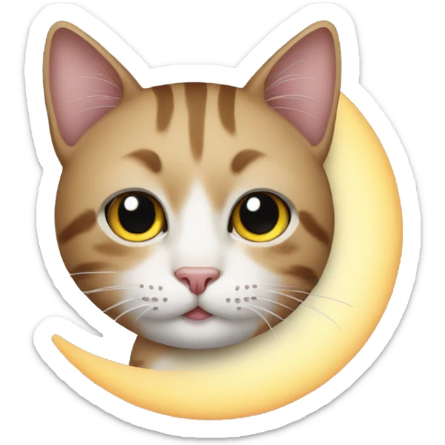 cat emoji with the face of the moon emoji sticker