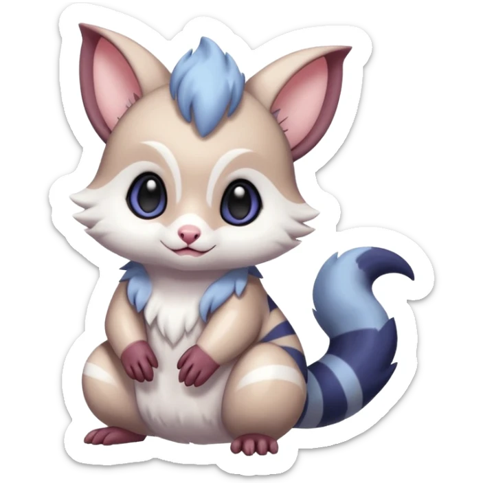Shiny cute kawaii innocent baby Furret-Absol-Noibat-Hybrid (Full body) sticker