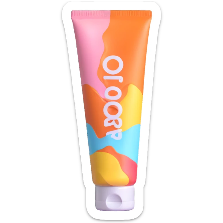 empty, crumpled hand cream tube, pastel and vibrant colors, very squished and wrinkled, cap on, no face, looks like a beauty product sticker