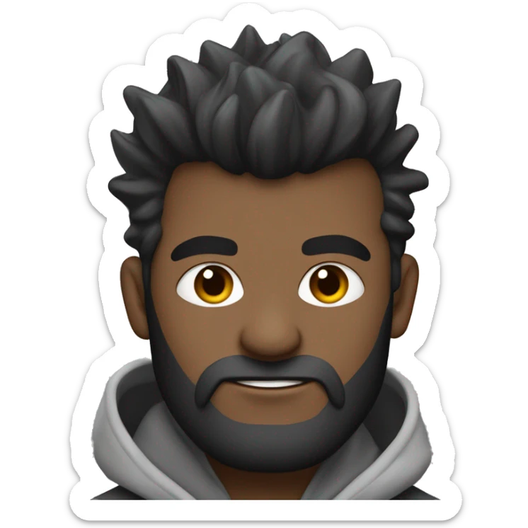 hombre con pelo negro mohawk muy corto con hoodie gris y barba de dos dias sticker