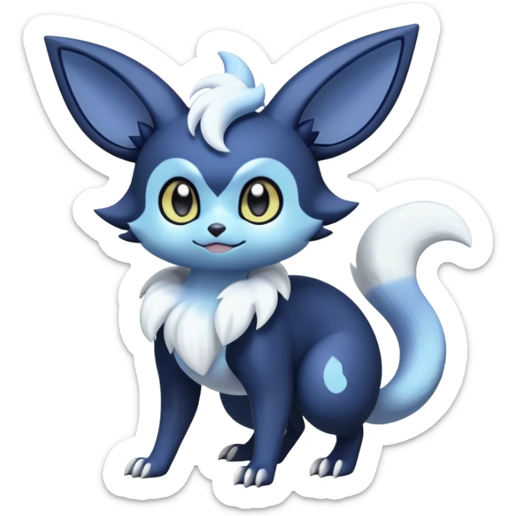 Shiny snowy pastel Noibat-Meowstic-Umbreon-Fakémon-hybrid-creature (full body)  sticker