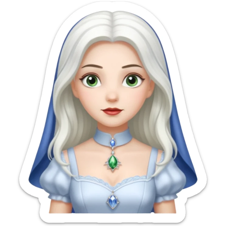 Good Witch of the North from the Wizard of Oz with long white hair, white outfit sticker