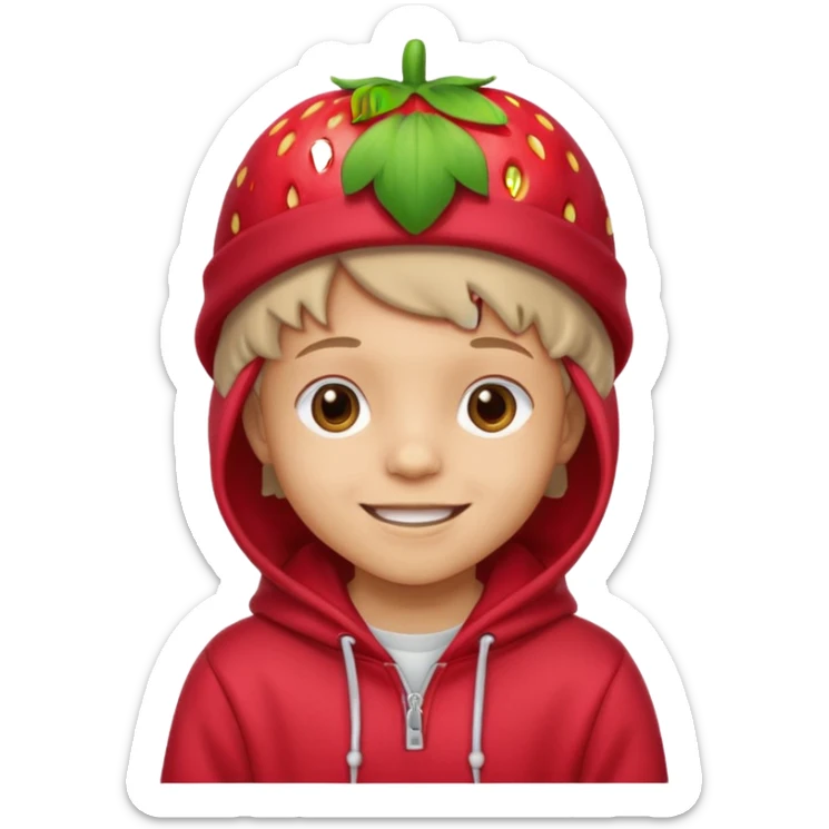Kids in Fruit Clothes 
A kid wearing hoodies and strawberry hat




































 sticker