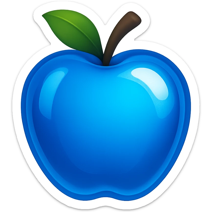 Make the blue part more vibrant and glass glossy, no symbols, no sword, in apple emoji style. sticker