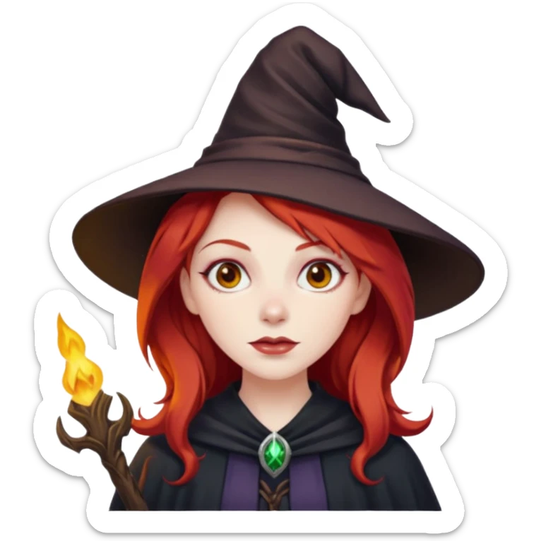 A witch with red hair sticker