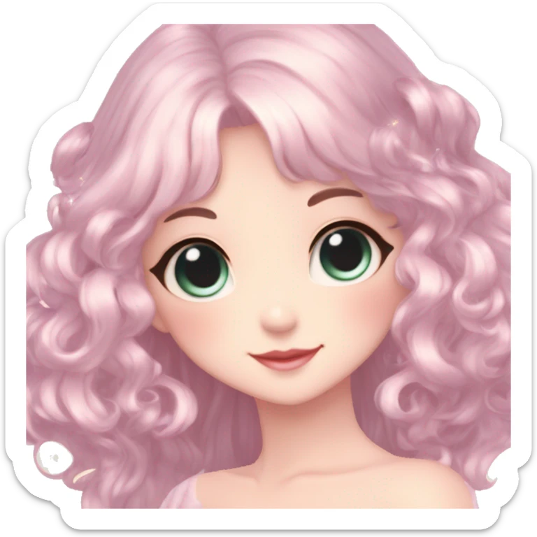 Dreamy pretty elegant cute shiny blushing shy anime lady kawaii beautiful hair naturecore fairycore cottagecore jewels trending aesthetic full body sticker