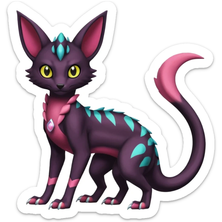Shiny Salandit-Umbreon-Serval-Noivern-Noibat-Hybrid (Full body) sticker