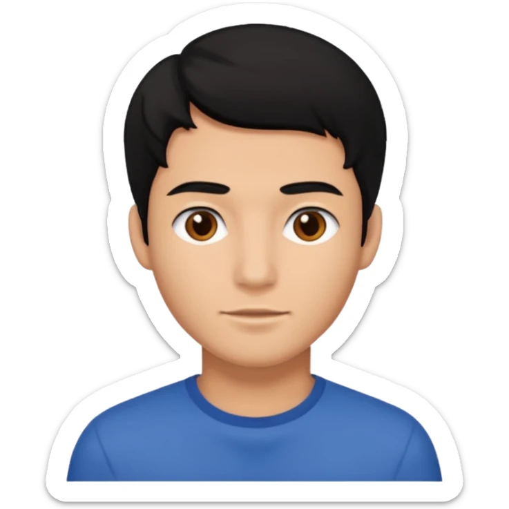 young man adult, black hair, brown skin, only face sticker