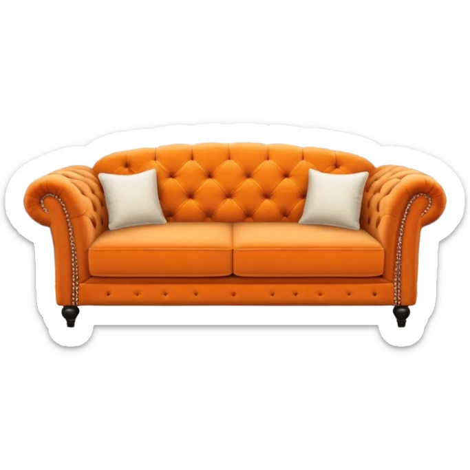 A cozy, vintage-style orange couch sitting in the middle of the Central Perk café, inspired by the famous Friends TV show. sticker