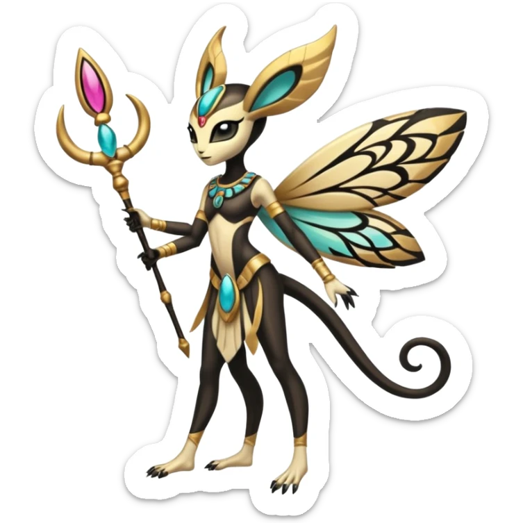 Ancient Egyptian Tribal Exotic Colorful Tropical Meloetta-Venom-Heliolisk-Helioptile-fusion, full body, tribal markings  sticker