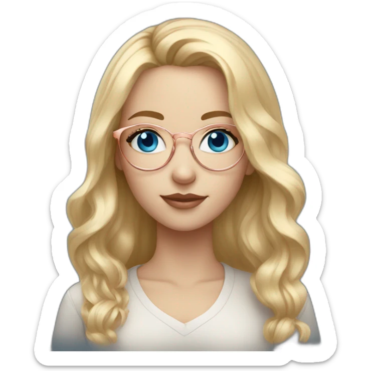 A Russian Girl with Blue eyes, Rosegold glasses and Blond hair sticker