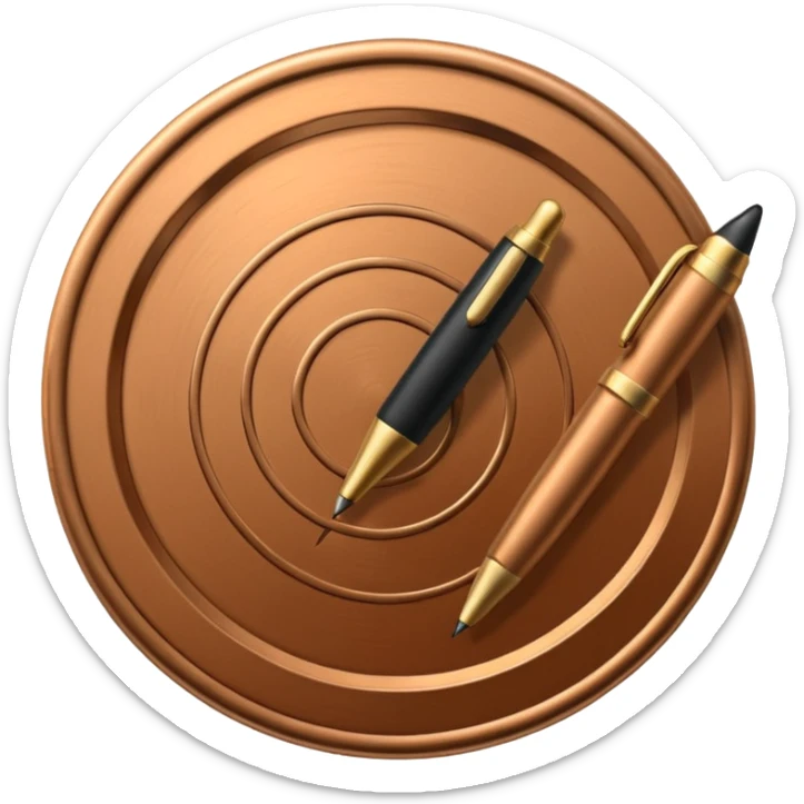 generate a token like a regular, real-life coin with an image of a pen in the middle sticker