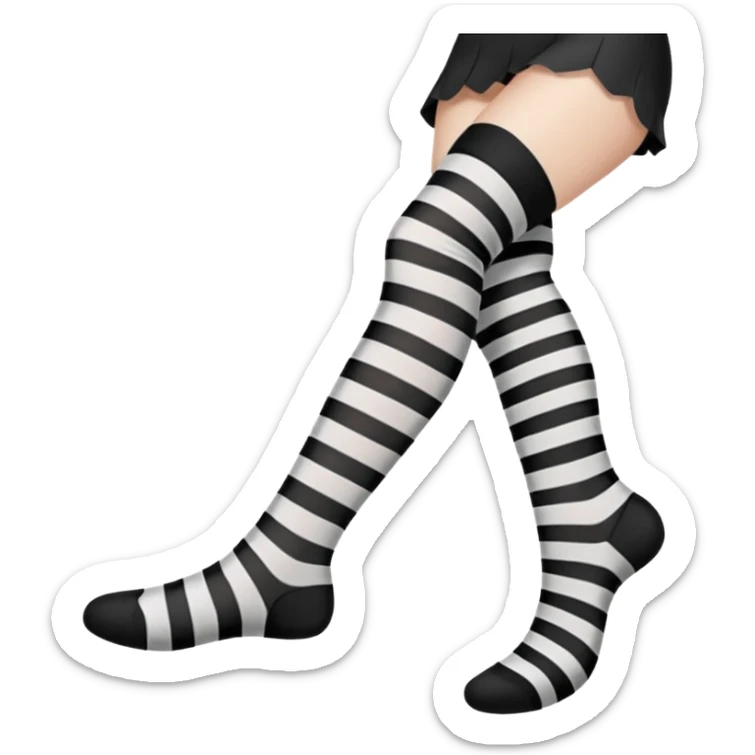 black and white striped stockings with two holes on each leg of white skin, no shoes sticker