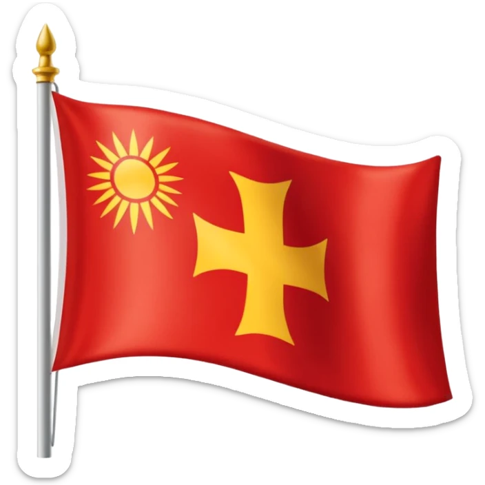 Una bandera con 3 franjas horizontales, la primera roja, la segunda amarilla y la tercera morada sticker