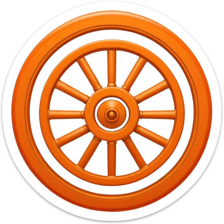 wheel of samsara, circular wheel with spokes, representing cycle of life death and rebirth, simple spiritual harmonious design, stylized as an emoji sticker