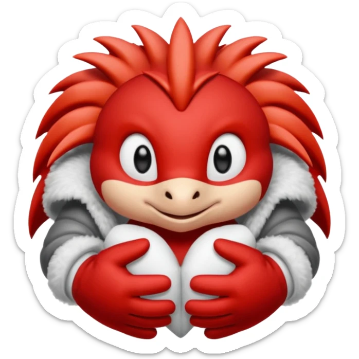 knuckles a red animal with peach arms and white mittens that have no fingers , he’s a echidna with red eyes sticker