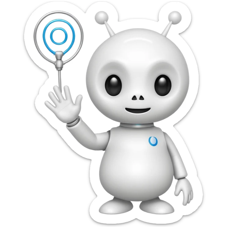 Snoo the Reddit mascot, waving, white alien with signature antenna, cheerful expression sticker