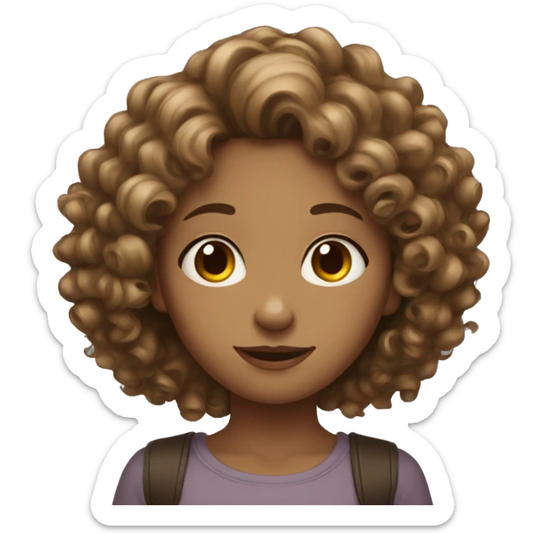 Girl with curly hair color brown and skinny  sticker