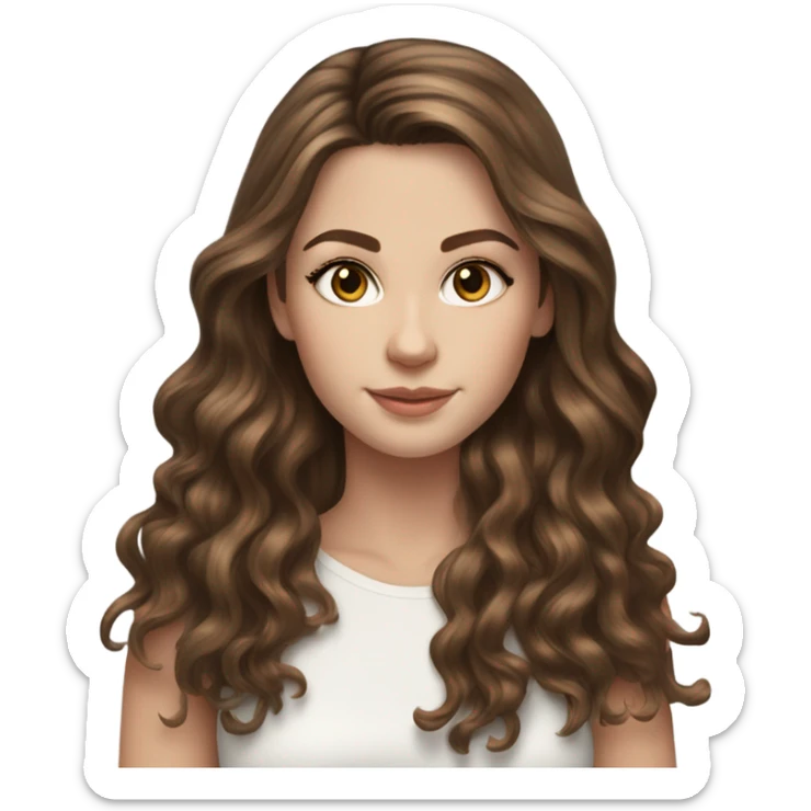 Beautiful realistic White girl hazel eyes with long voluminous brown hair with brown highlights balayage  sticker