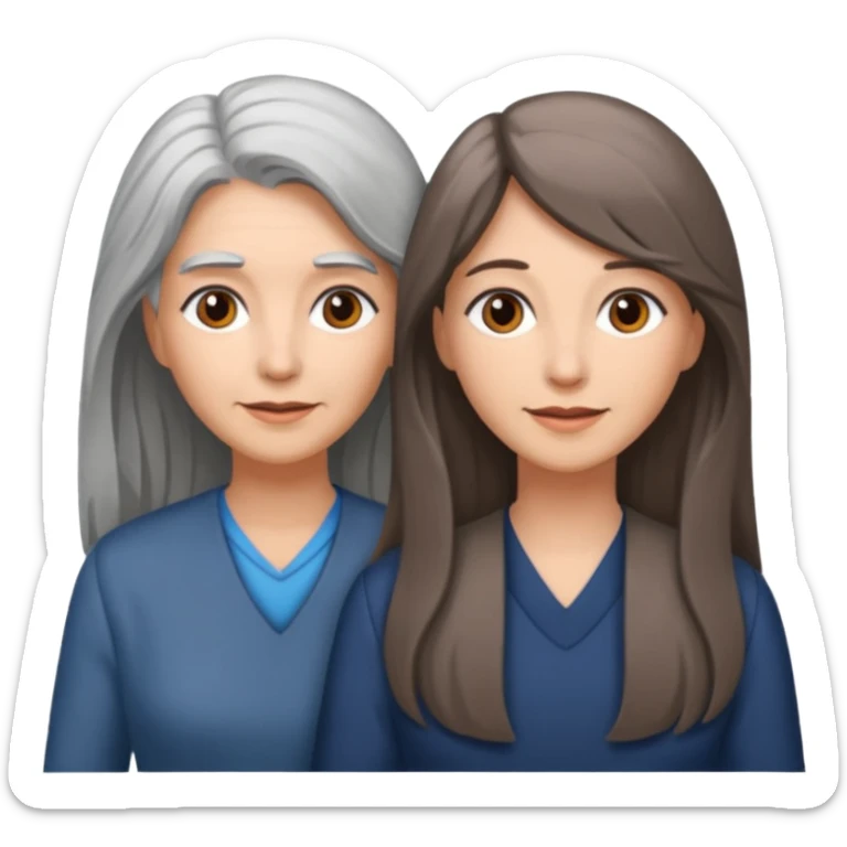 2 Frauen, die sich lieben davon 1 grauhaarig, 1 braunhaarig, lange Haare sticker