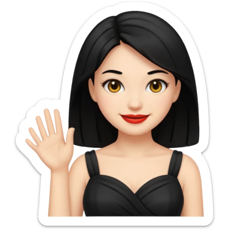 “Emoji girl, femme fatale, black hair. megan fox vibes black dress sticker