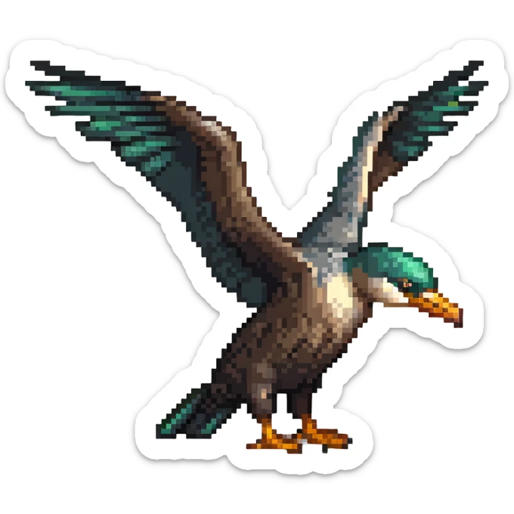 Liver bird, mythical bird symbol of Liverpool, cormorant-like bird with outstretched wings sticker