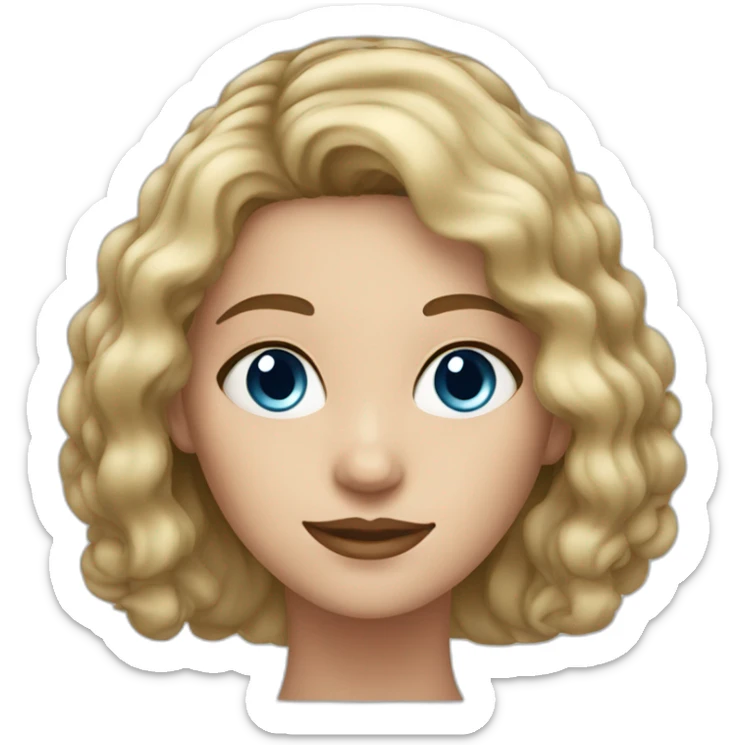 a woman with dark blond hair and blue eyes with big dark spots under the eyes  sticker