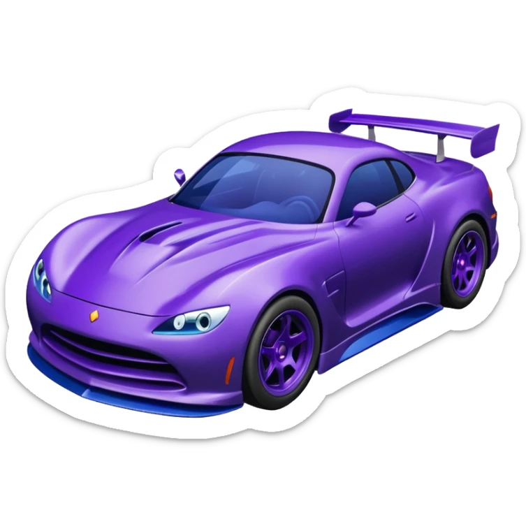Purple car drifting with navy blue flames coming out of the rear tires. sticker