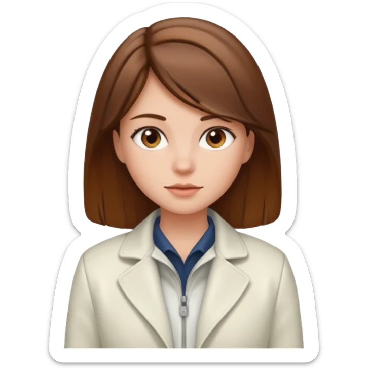 girl whit hair brown and whit jacket f1 sticker