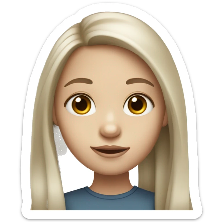 Girl with white skin tone, big eyes, small lips, big nose, long hair
 sticker