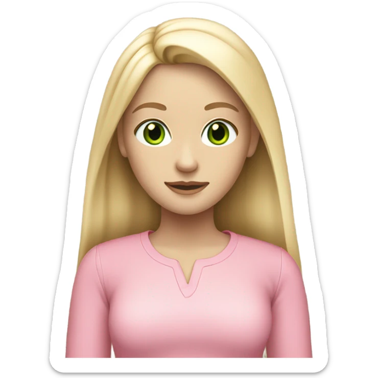 blonde pale girl with straight hair wearing pink green eyes sticker