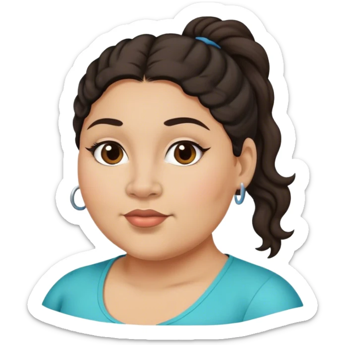  plus size light skin latino women with wavy dark hair in pony tail flat wide nose  sticker